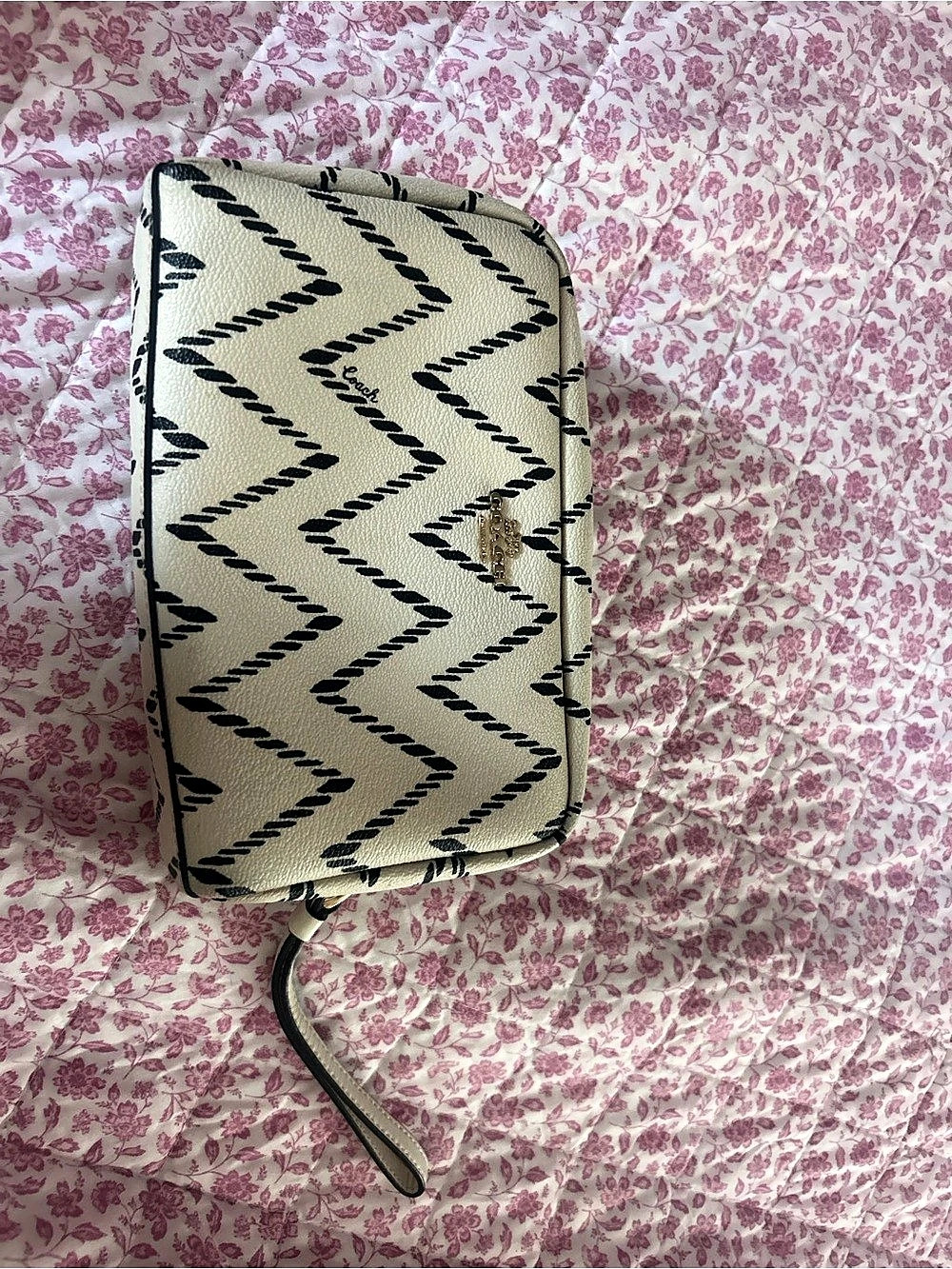 Coach Geometric Cosmetic Pouch in Cream & Black